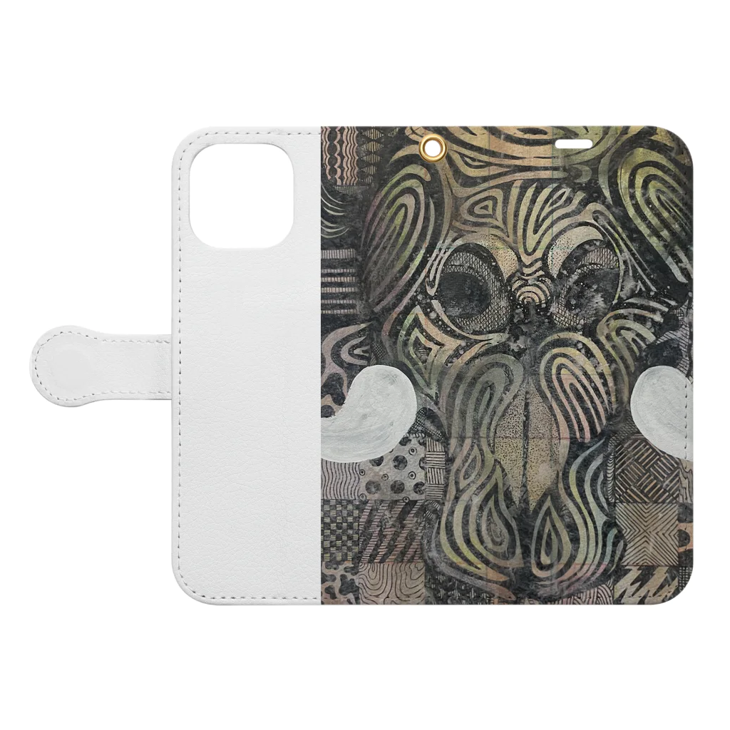 IS BONE YUのelephant Book-Style Smartphone Case:Opened (outside)