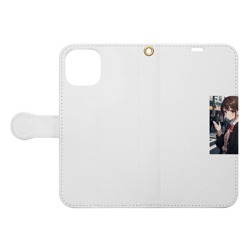 可愛い女の子グッズ販売の可愛いJKポニーテール Book-Style Smartphone Case:Opened (outside)