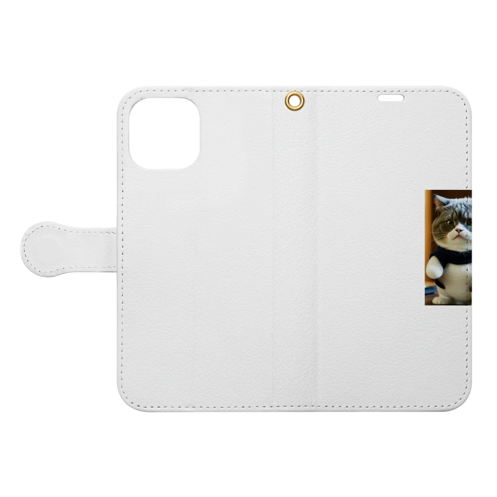 TETUJIのねこっちー Book-Style Smartphone Case:Opened (outside)