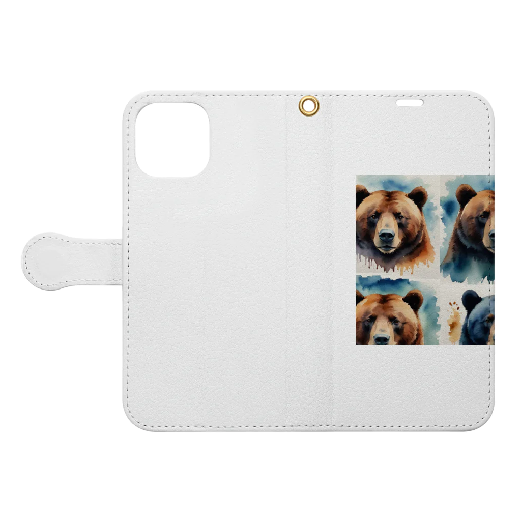 noyunoyuのクマの鼻 Book-Style Smartphone Case:Opened (outside)