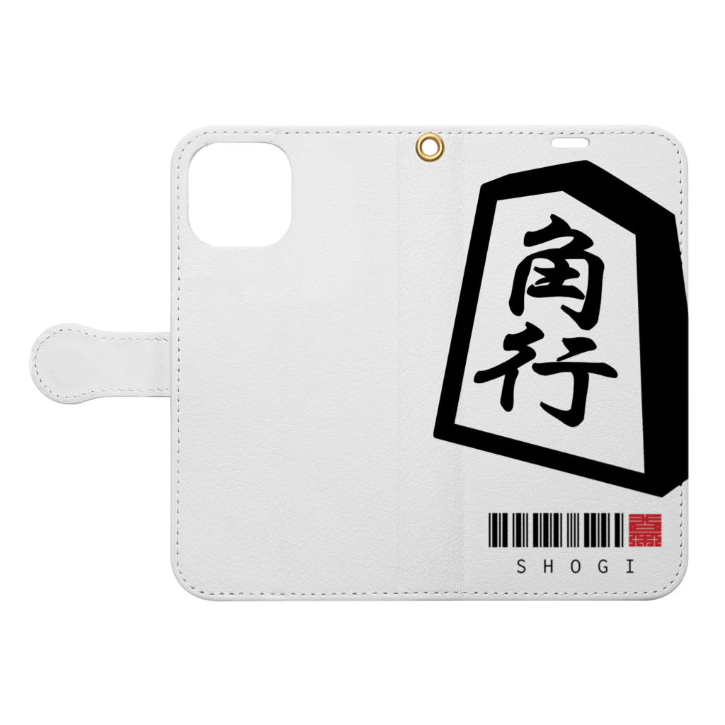 おもしろいTシャツ屋さんの角行　将棋 Book-Style Smartphone Case:Opened (outside)