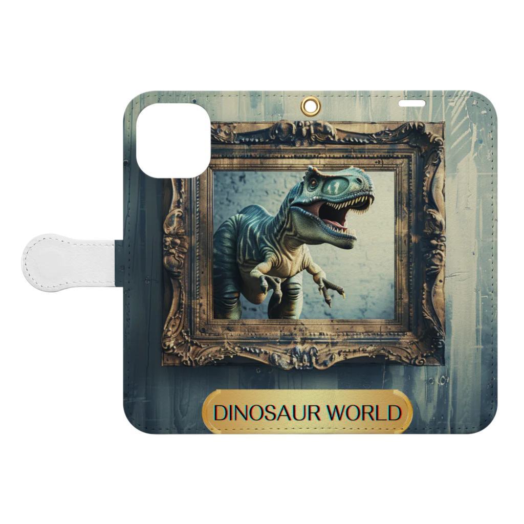 MistyStarkの飛び出す恐竜　－　dinosaur that pops out　－ Book-Style Smartphone Case:Opened (outside)