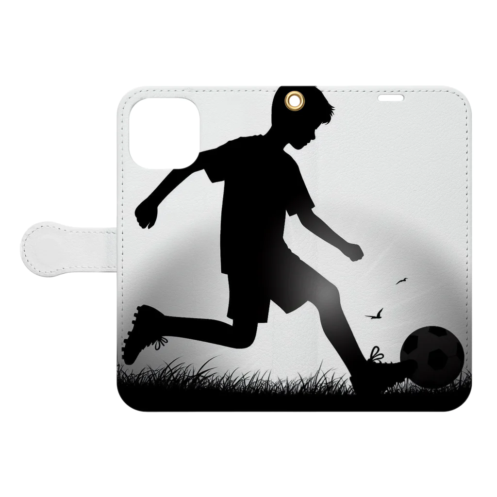 foot8のサッカー少年２ Book-Style Smartphone Case:Opened (outside)