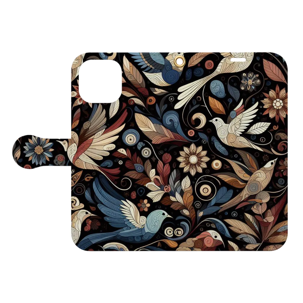 BONZEWORKSの花と鳥1 Book-Style Smartphone Case:Opened (outside)