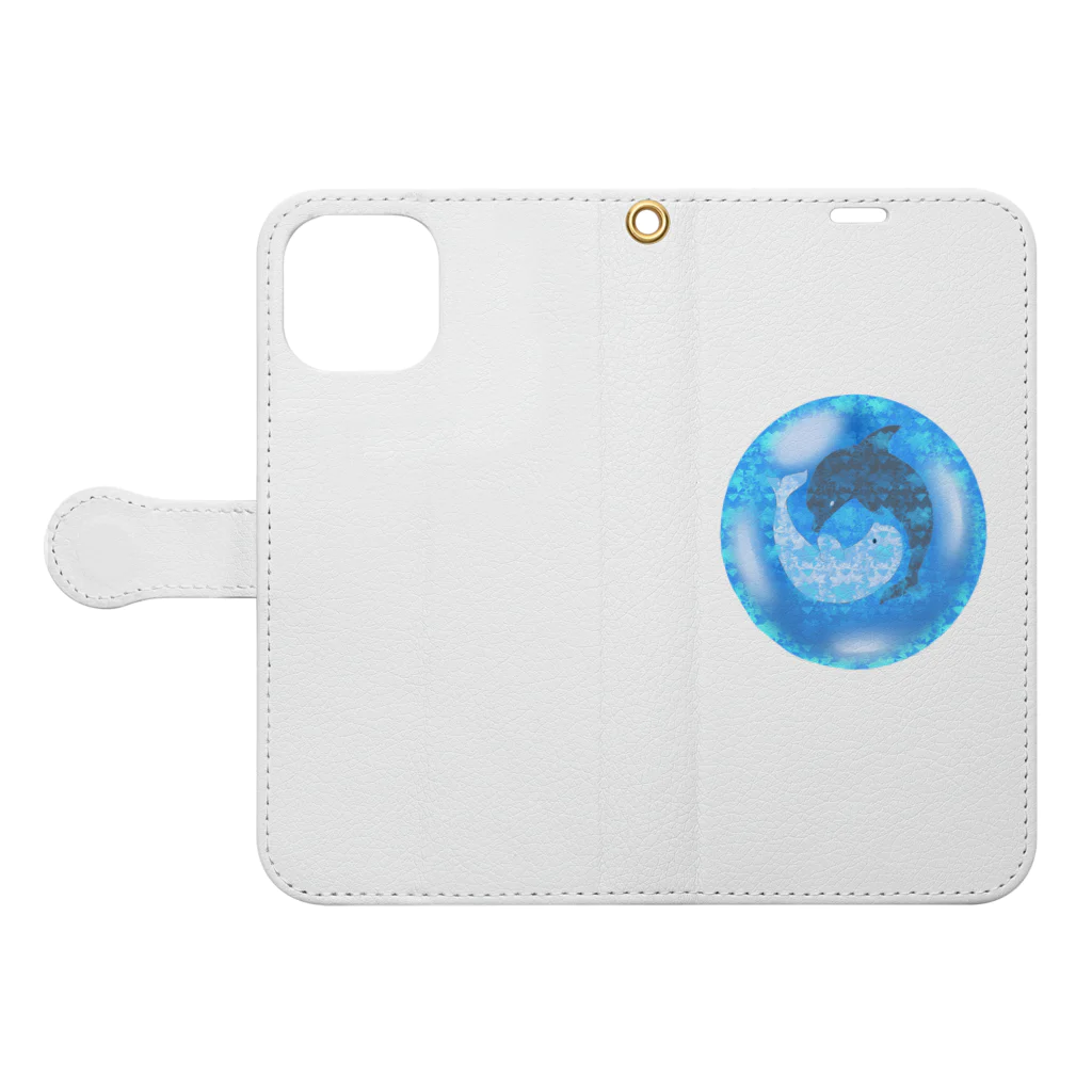 aqua_bioの太陰大極イルカの宝石 Book-Style Smartphone Case:Opened (outside)