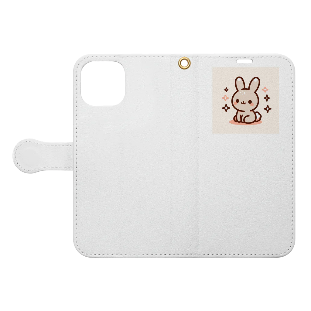 てぃえのきらきらうさぎ Book-Style Smartphone Case:Opened (outside)