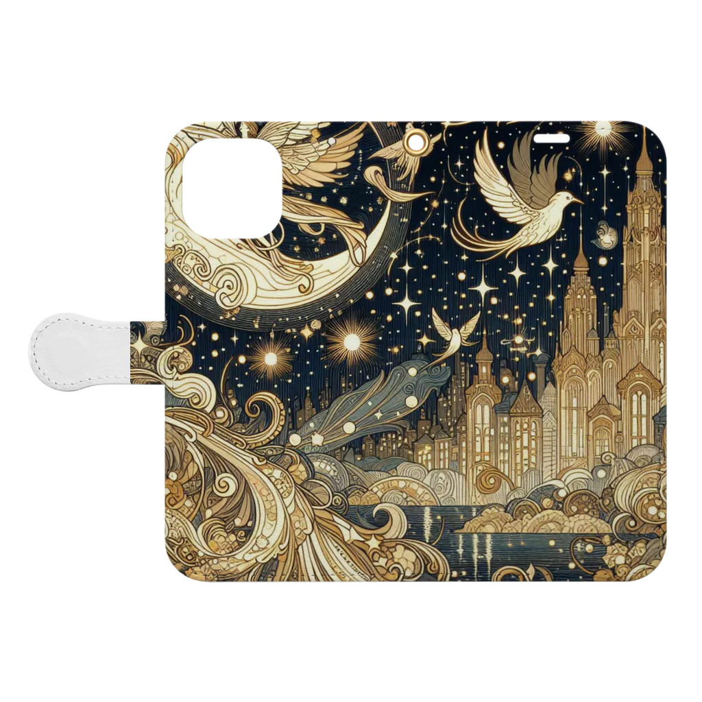 nico251の光り輝く金色の夜 Book-Style Smartphone Case:Opened (outside)