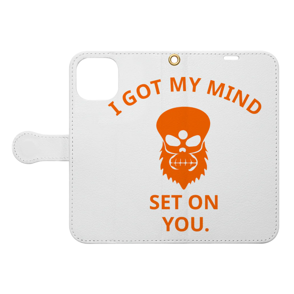 『NG （Niche・Gate）』ニッチゲート-- IN SUZURIのI GOT MY MIND SET ON YOU.(橙) Book-Style Smartphone Case:Opened (outside)