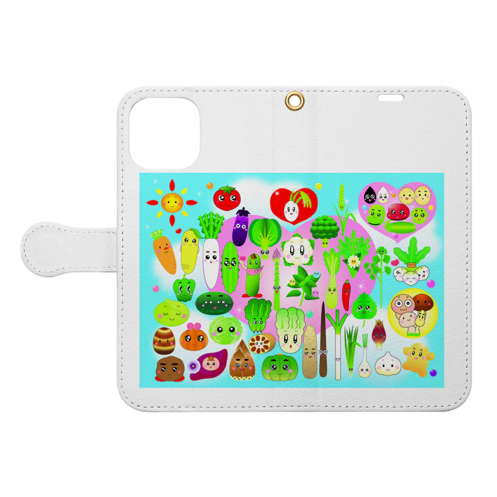 Noriko.lのお野菜オールスターズ Book-Style Smartphone Case:Opened (outside)