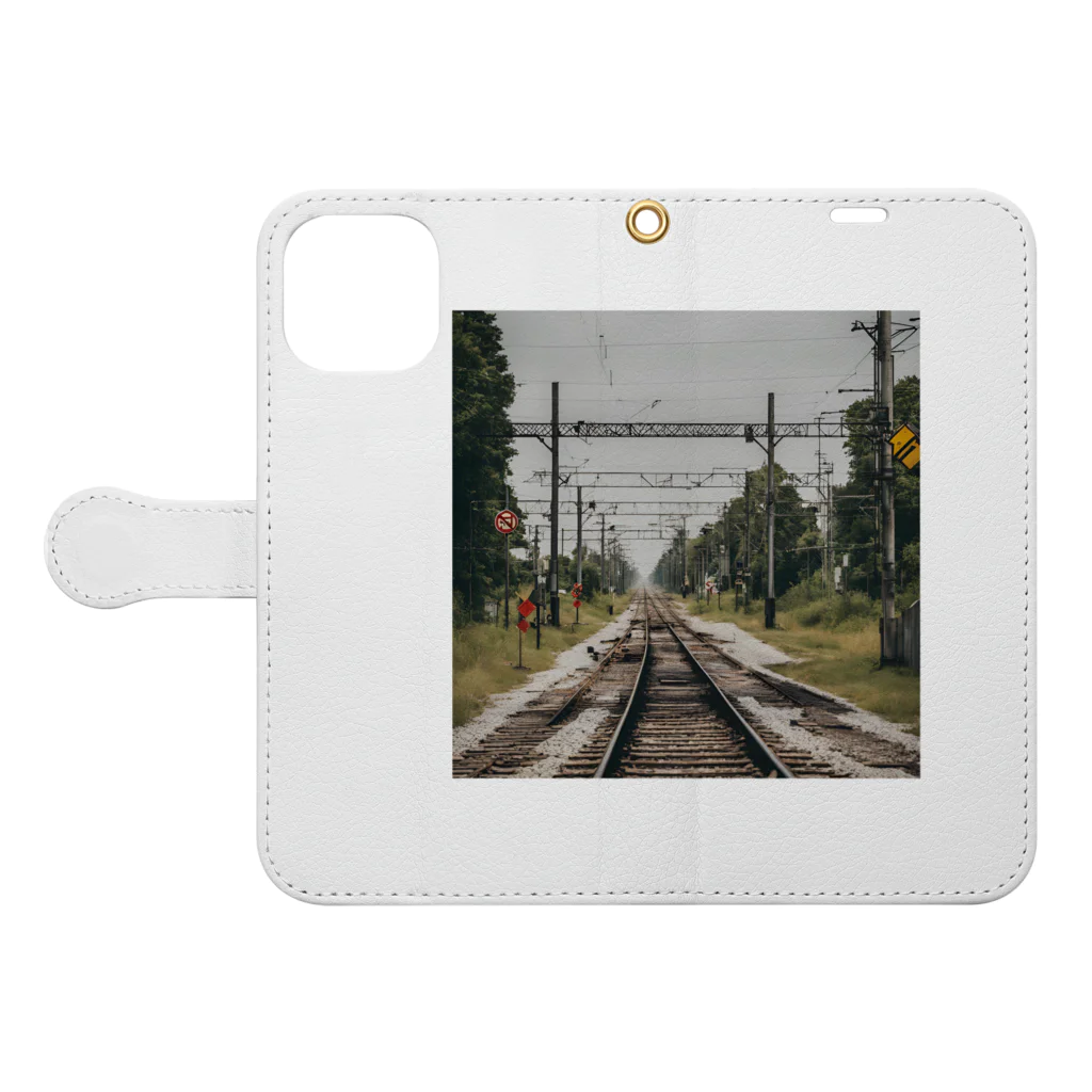 atoyuki_SHOPの鉄道レールデザイン Book-Style Smartphone Case:Opened (outside)