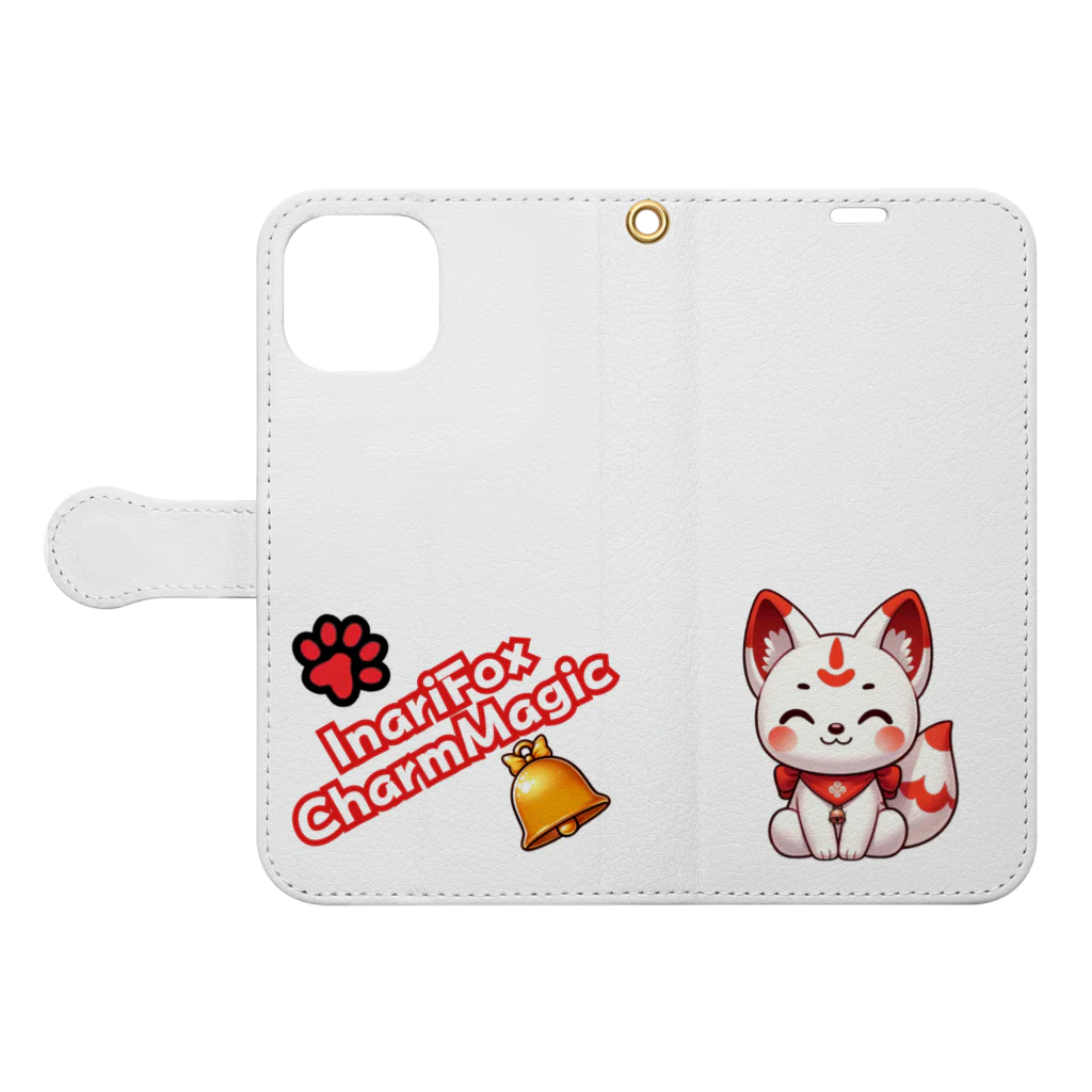 大江戸花火祭りのInari Fox Charm Magic～稲荷の狐3-6 Book-Style Smartphone Case:Opened (outside)