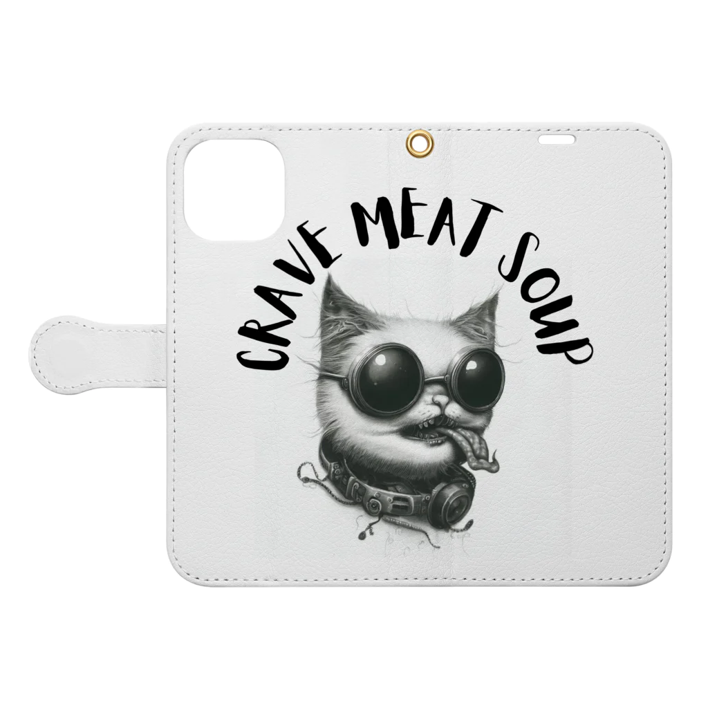 CRAVE MEAT SOUPの#drunk cat Book-Style Smartphone Case:Opened (outside)