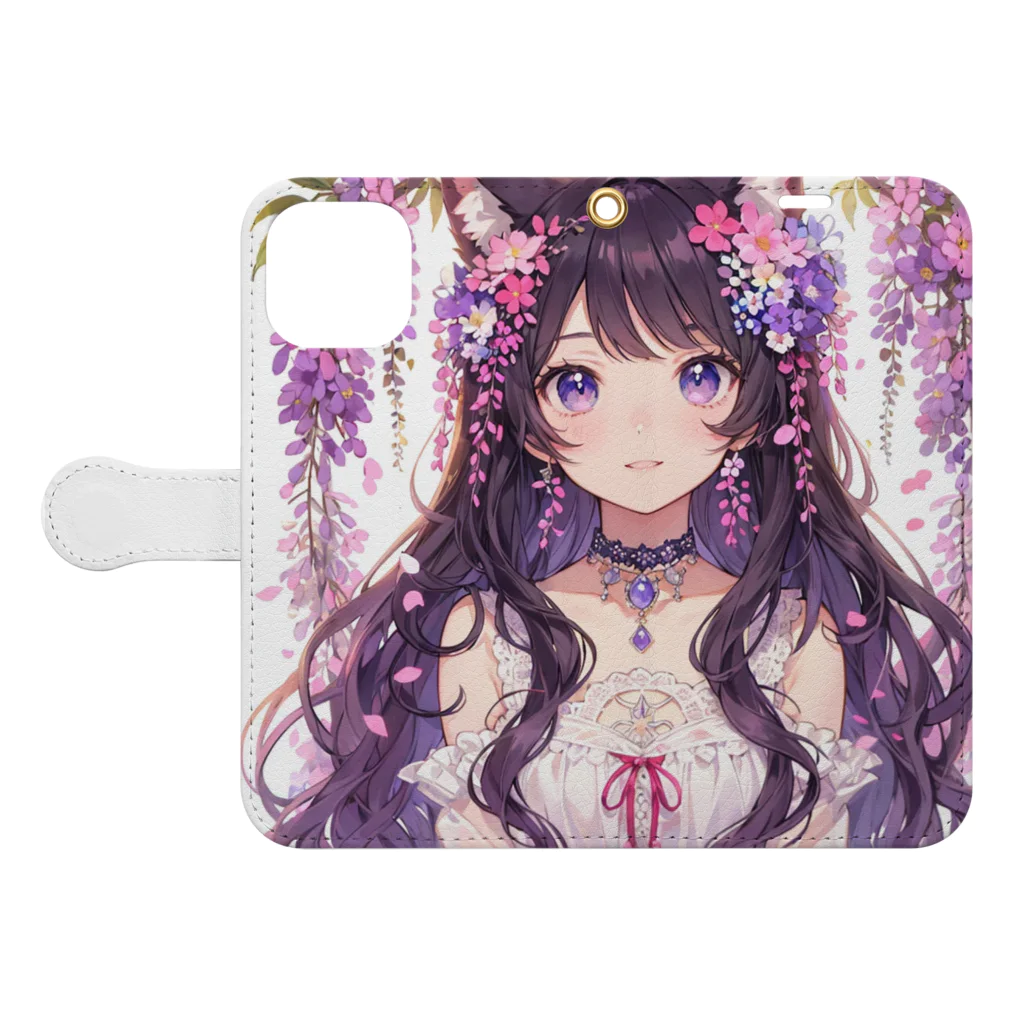 yos-1292583のねこニコばん Book-Style Smartphone Case:Opened (outside)