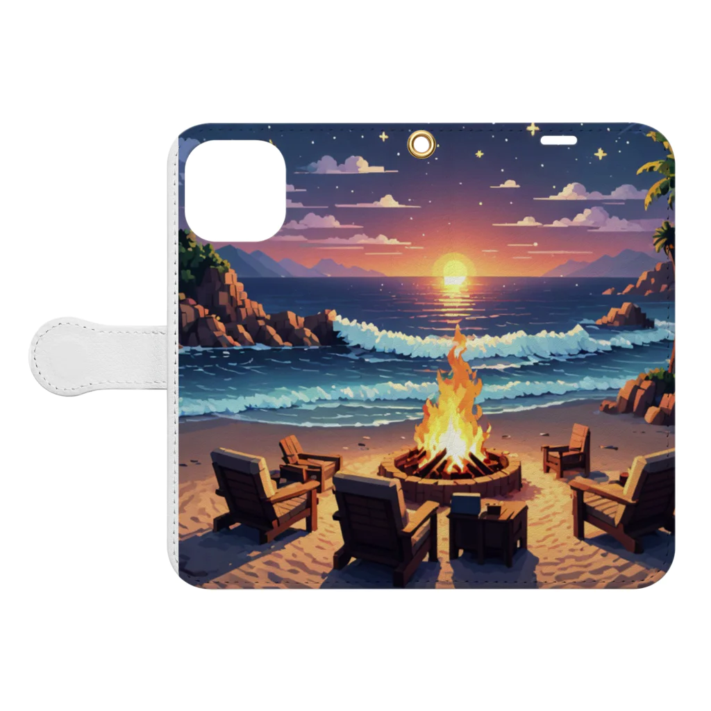 Paradise ExploreのShoreline Fire Relaxation Book-Style Smartphone Case:Opened (outside)