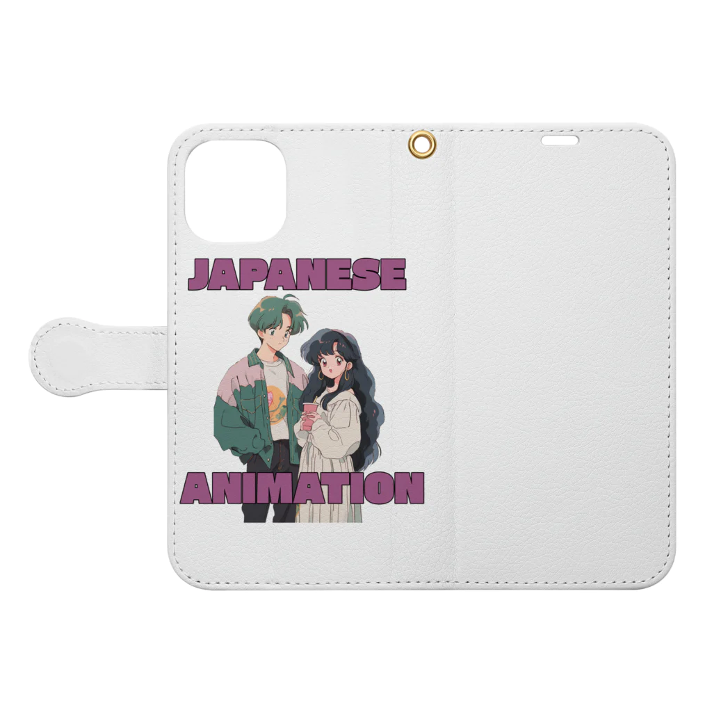 がーるずしょっぷのレトロアニメ Book-Style Smartphone Case:Opened (outside)