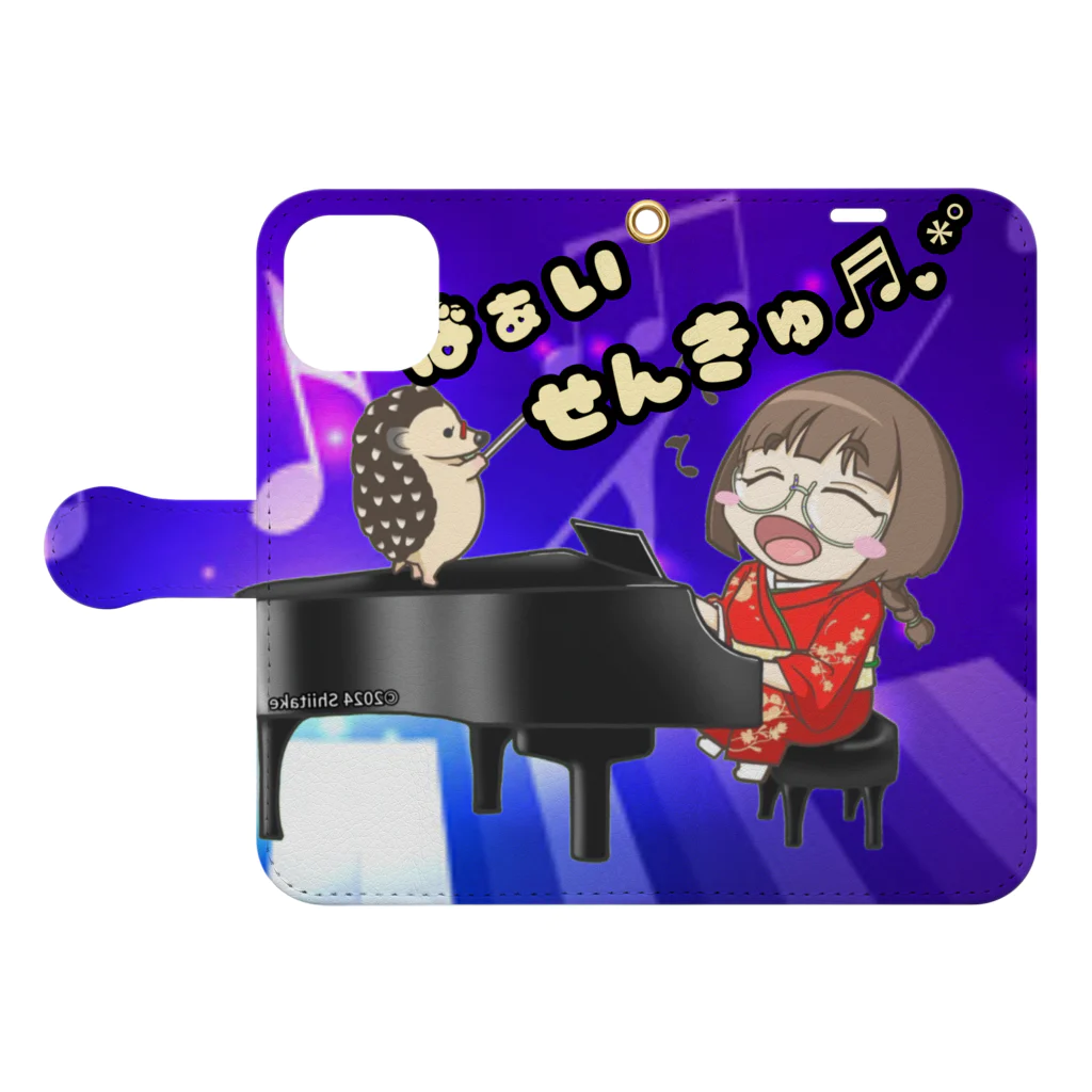 🎹🎶 Sound グッズ Angela 🎹🎶のangelaカラーグッズ 手帳型スマホケースを開いた場合(外側)