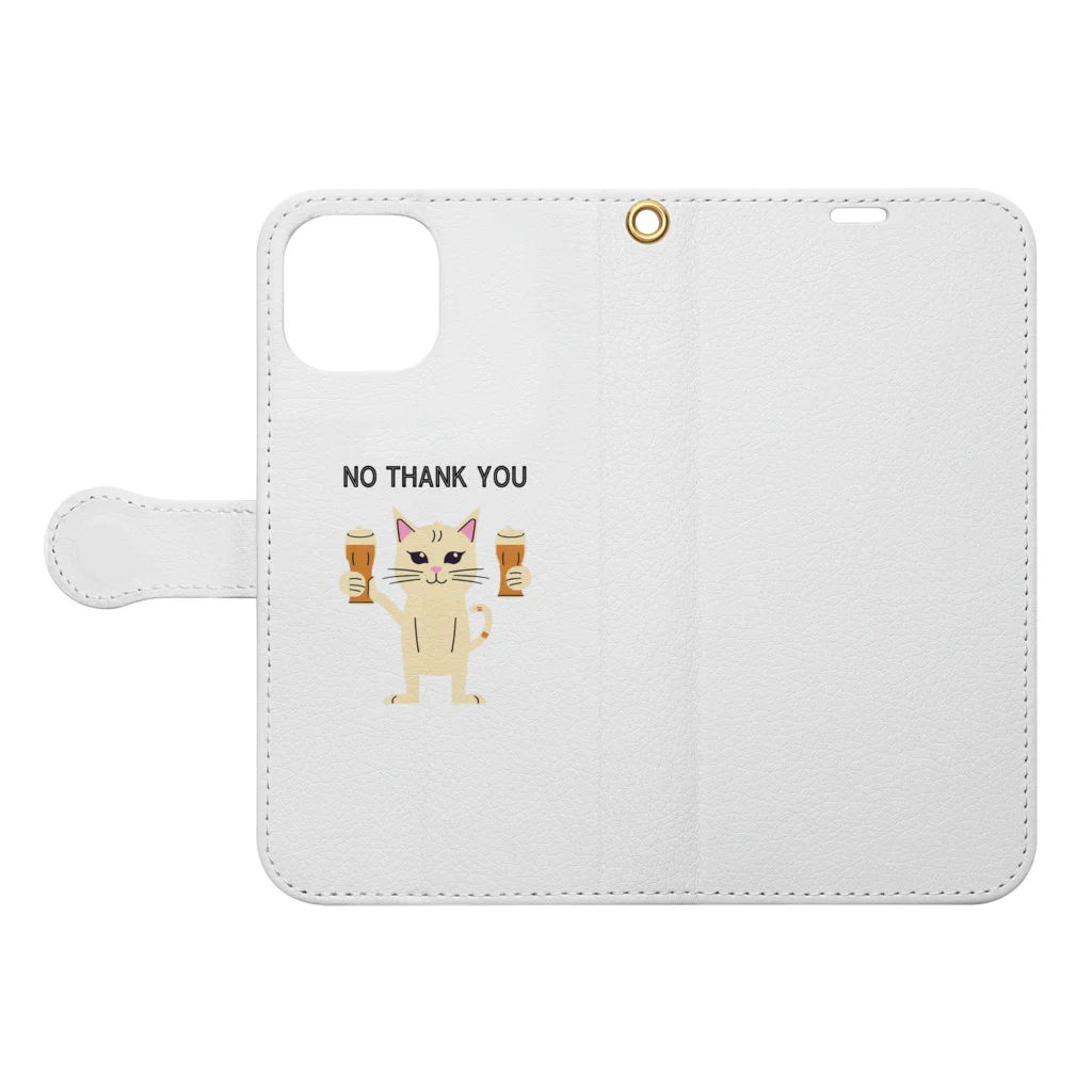 Akari_358のノーサンキューねこ Book-Style Smartphone Case:Opened (outside)