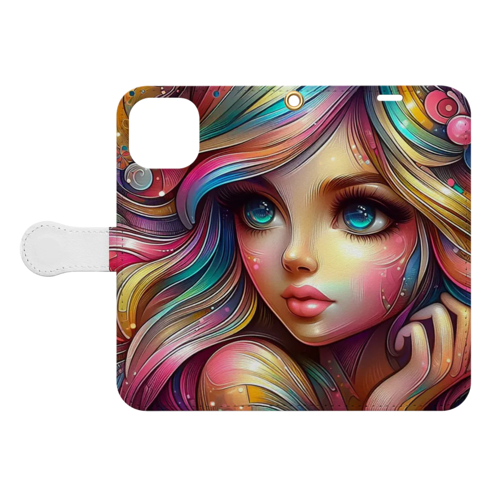 momoart8888の魅惑の女の子🩷 Book-Style Smartphone Case:Opened (outside)