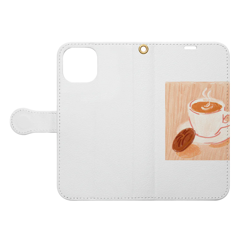 Sikisiyoのレトロ風なコーヒーイラストグッズ Book-Style Smartphone Case:Opened (outside)