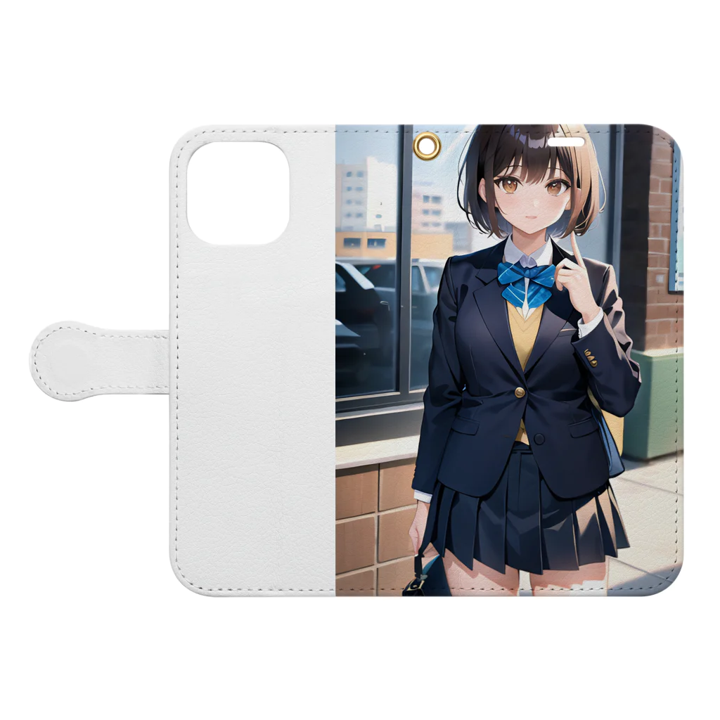 杉ぃ丸AI絵師の裕子のスマホケース Book-Style Smartphone Case:Opened (outside)