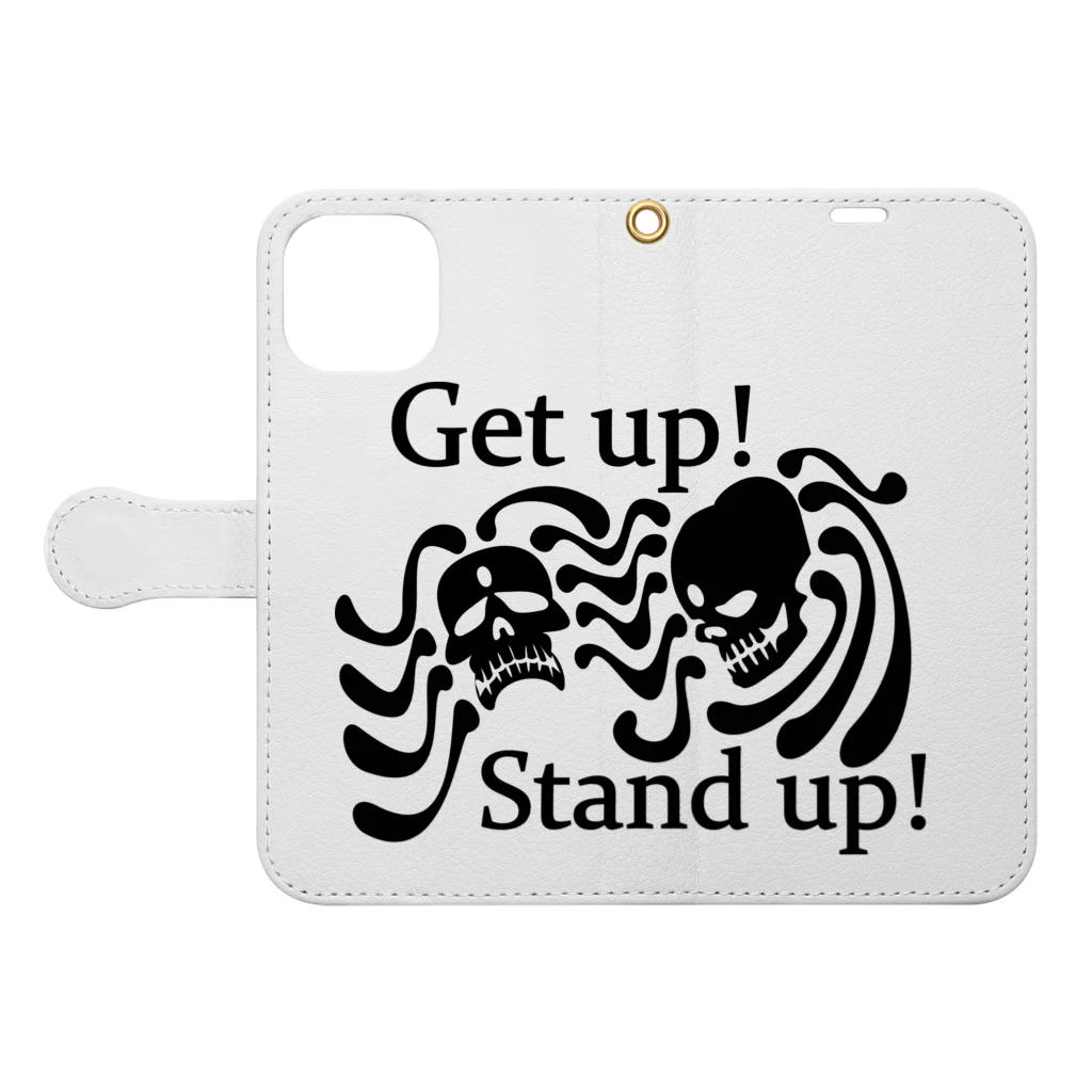 『NG （Niche・Gate）』ニッチゲート-- IN SUZURIのGet Up! Stand Up!(黒) Book-Style Smartphone Case:Opened (outside)