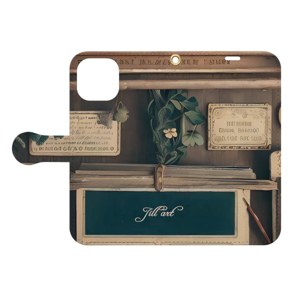 【ホラー専門店】ジルショップのビンテージデザイン Book-Style Smartphone Case:Opened (outside)