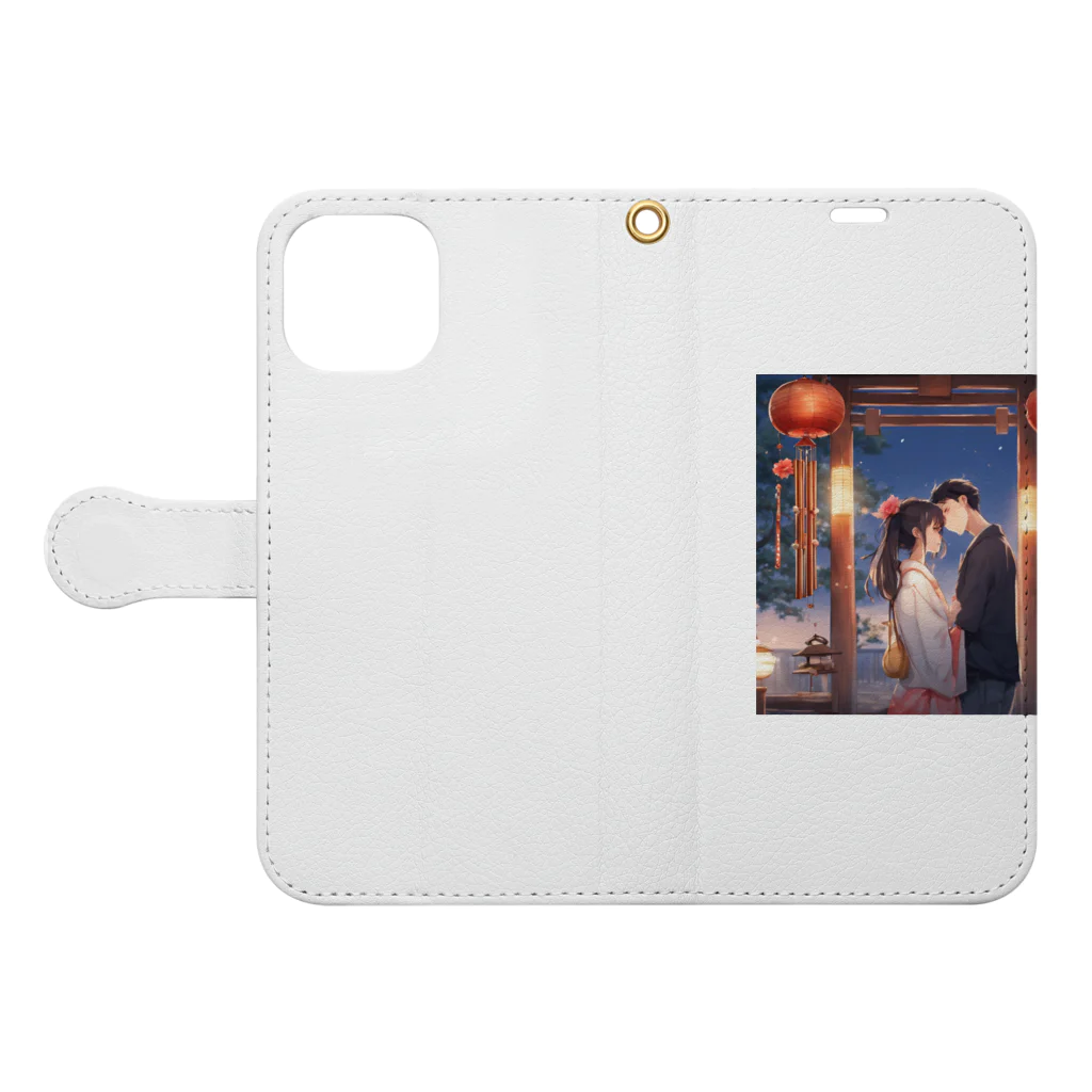 tomoi7632の夕暮れのカップル Book-Style Smartphone Case:Opened (outside)