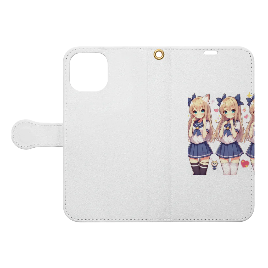 aaammmamのセーラー服　ロングヘア　美少女　アニメ　漫画　日本 Book-Style Smartphone Case:Opened (outside)