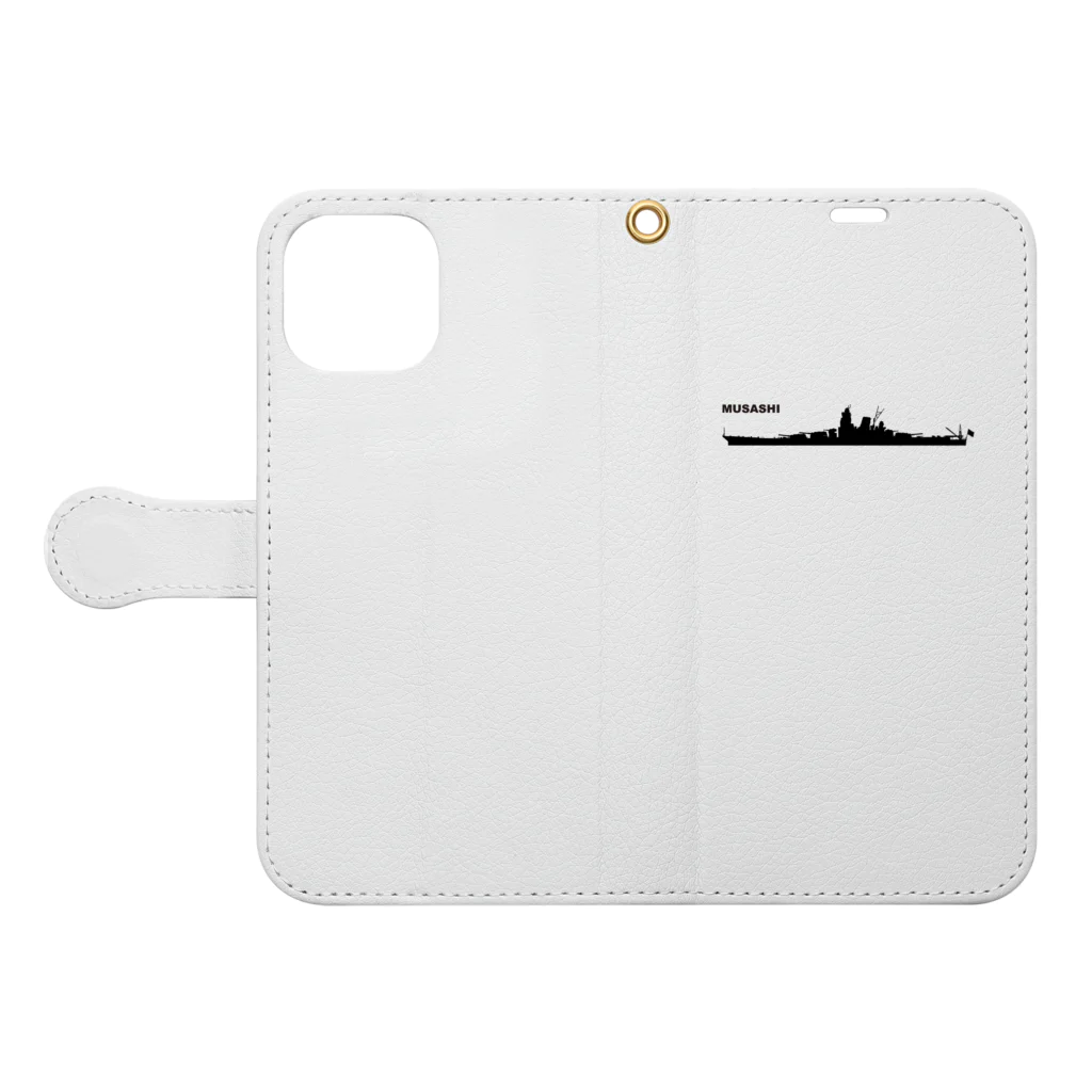 puikkoの軍艦　武蔵 Book-Style Smartphone Case:Opened (outside)