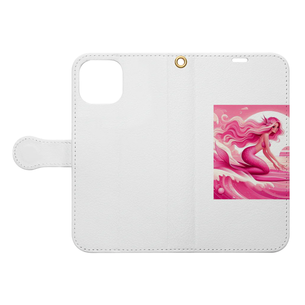 pinkgalmermaidのピンク　マーメイド　サーフィン Book-Style Smartphone Case:Opened (outside)