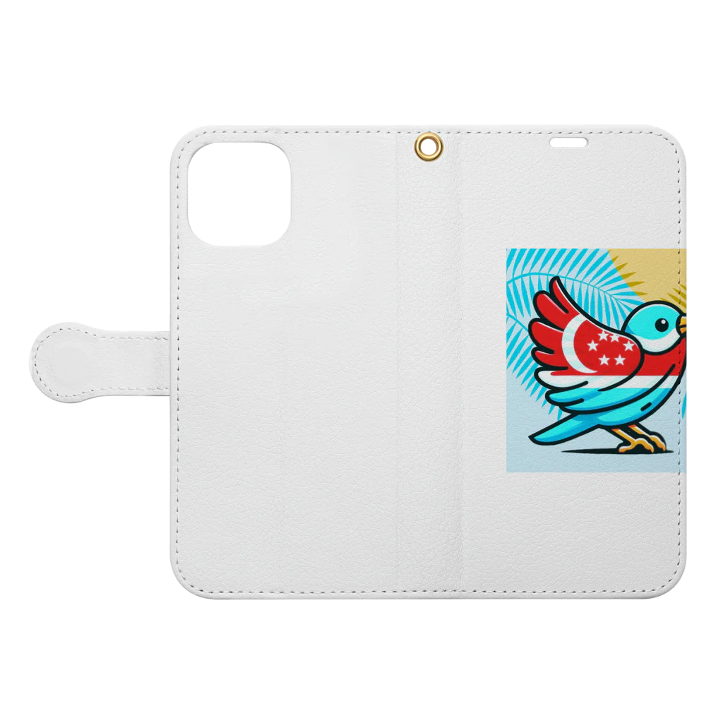 bugisショップの煌めくトロピカルバード🐦️ Book-Style Smartphone Case:Opened (outside)