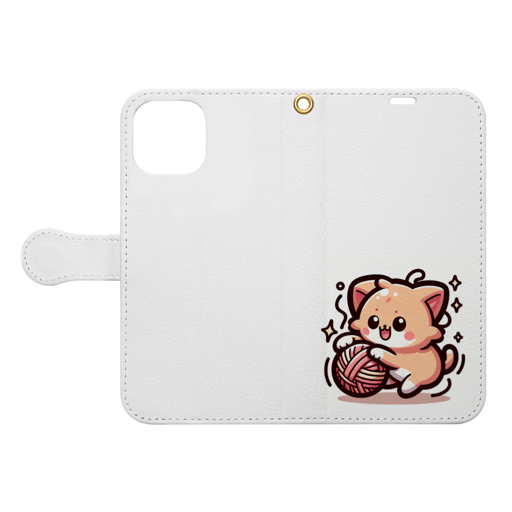 moka_mattarliのLINEスタンプ風の猫01 Book-Style Smartphone Case:Opened (outside)