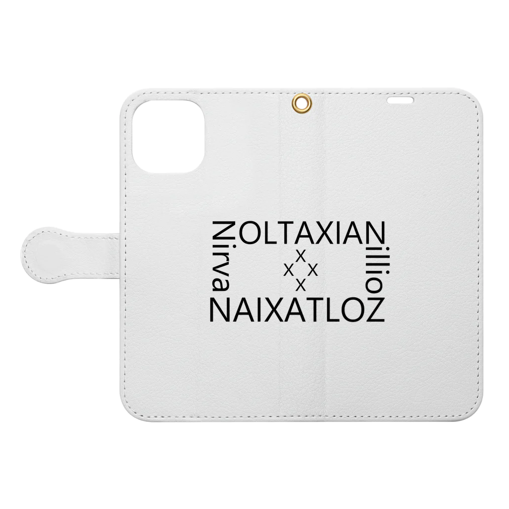 メガへクスのxxZOLTAXIANAIXATLOZxx（白） Book-Style Smartphone Case:Opened (outside)