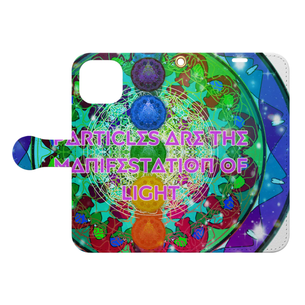 💖宇宙整体♪🌈♪こころからだチャンネル♪💖のParticles are the manifestation of light Book-Style Smartphone Case:Opened (outside)