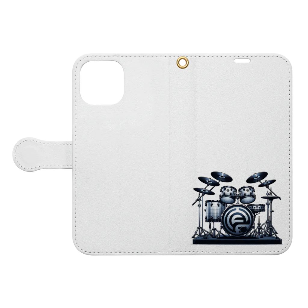 moka_mattarliのドラムマン Book-Style Smartphone Case:Opened (outside)