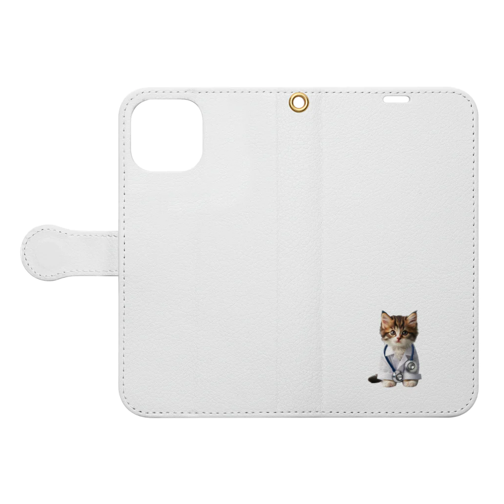 ネコネコ笑店 -Cat Goods Store-のDrねこ丸No1 Book-Style Smartphone Case:Opened (outside)