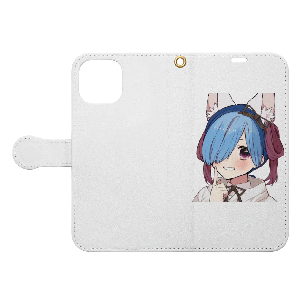 猫耳少女ののあ Book-Style Smartphone Case:Opened (outside)