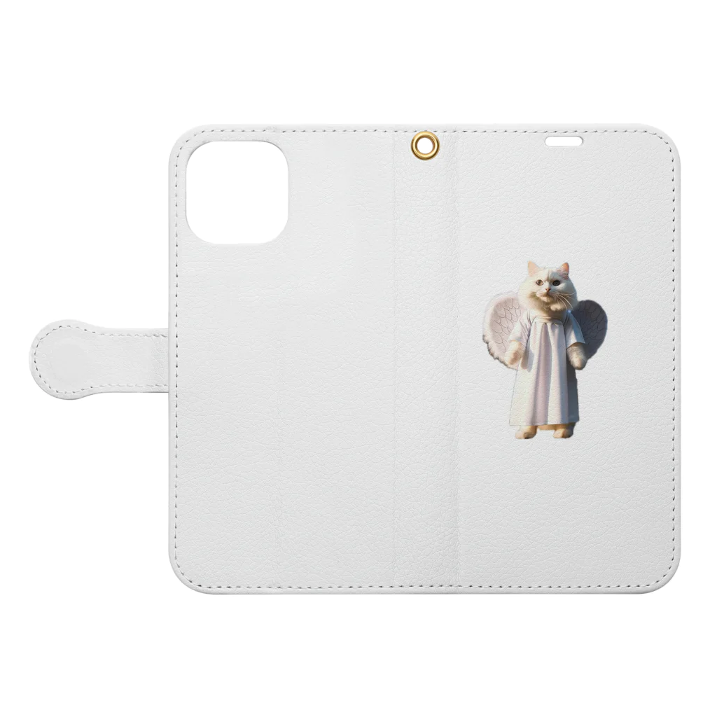 かわいい猫たちのかわいい天使の子猫と悪魔の子猫 Book-Style Smartphone Case:Opened (outside)