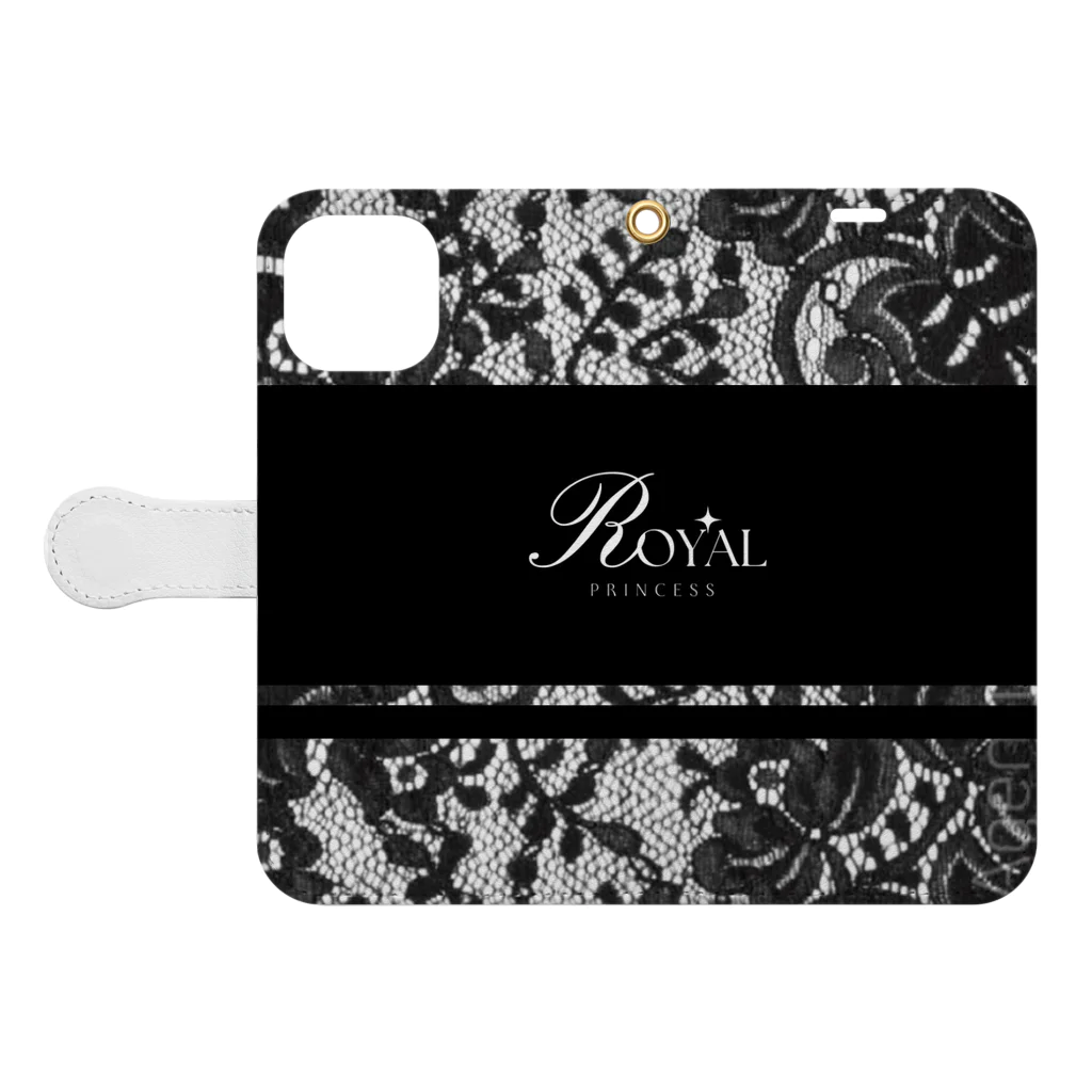 ROYAL PrincessのBLACKレース　Princess Book-Style Smartphone Case:Opened (outside)