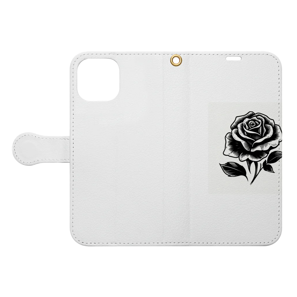 CHRON SHIROの黒い花3 Book-Style Smartphone Case:Opened (outside)