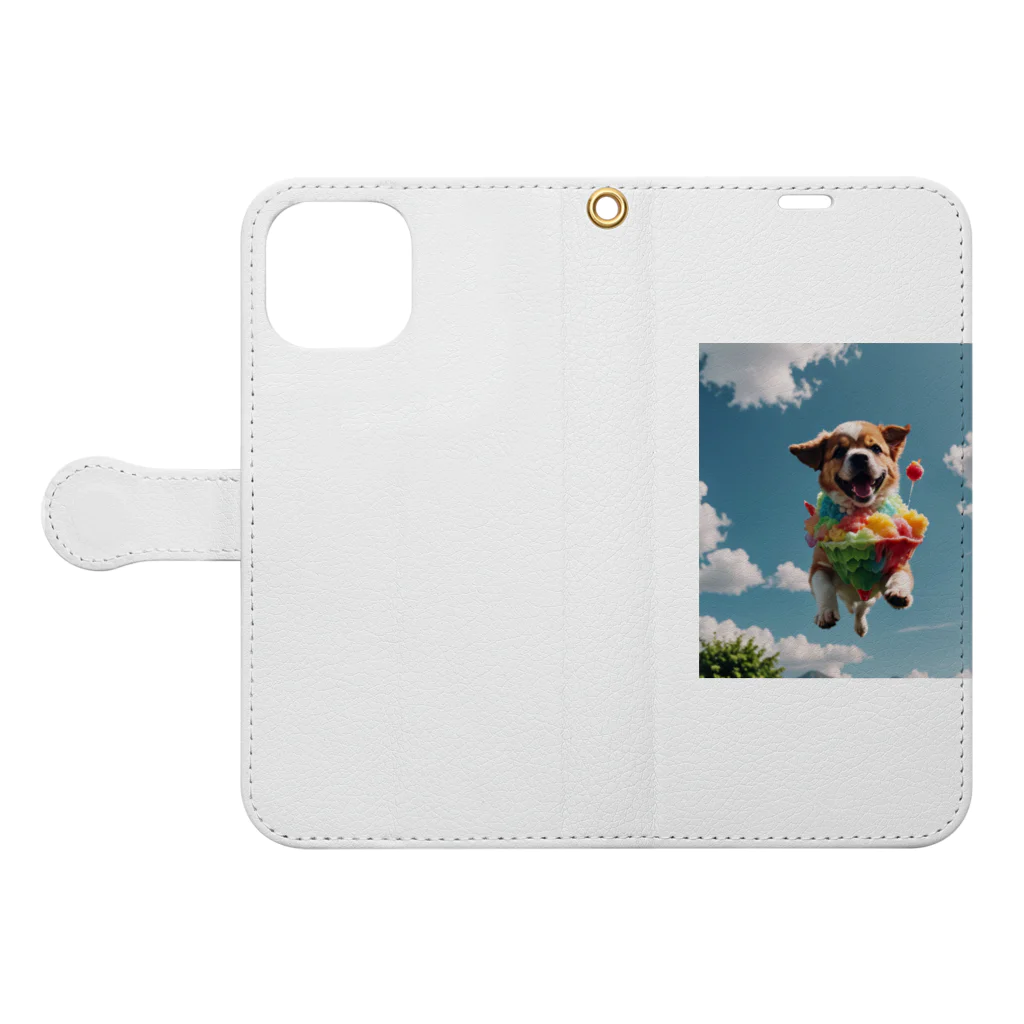 pezupezuの空飛ぶワンダフル犬 Book-Style Smartphone Case:Opened (outside)