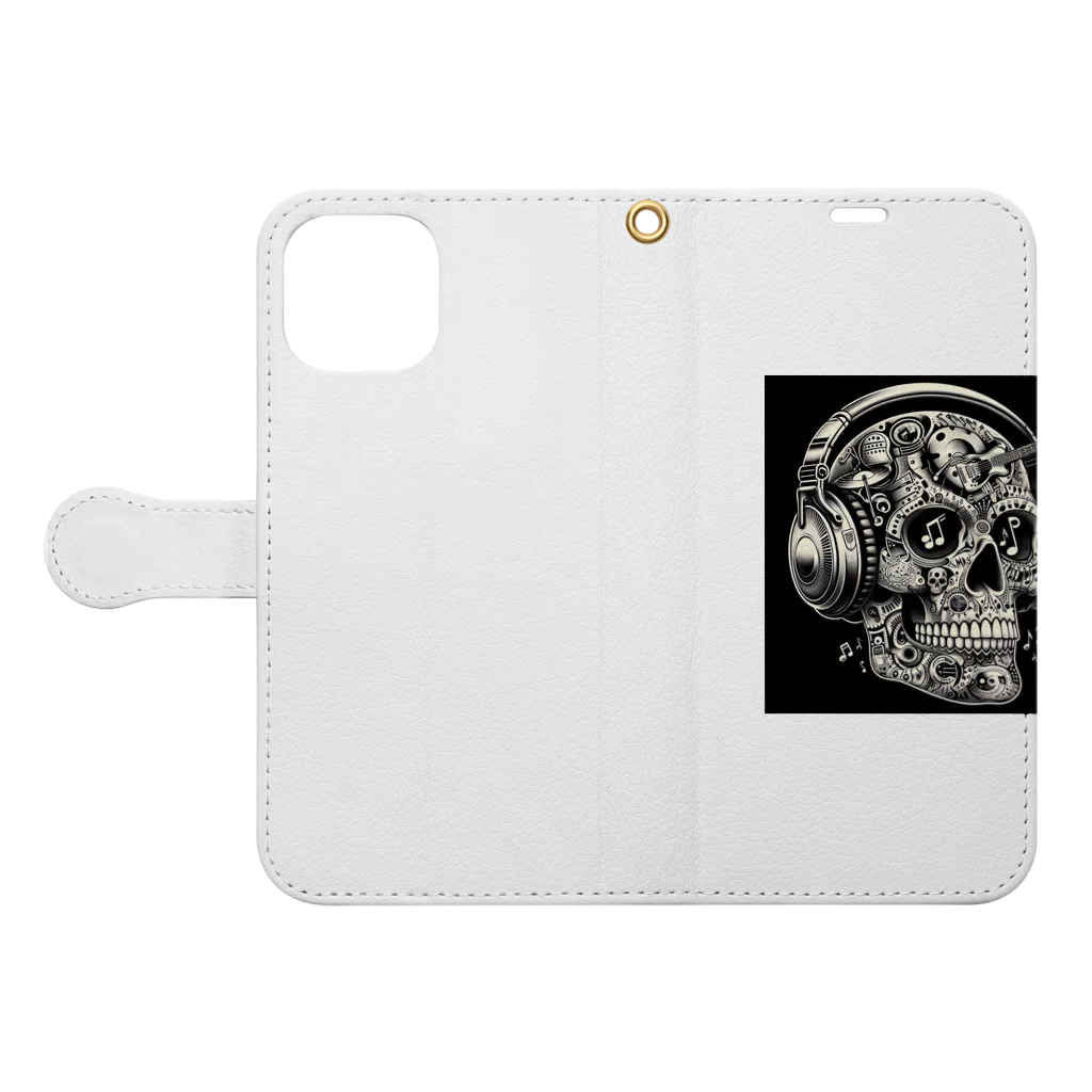 wワンダーワールドwのSKULL013 Book-Style Smartphone Case:Opened (outside)