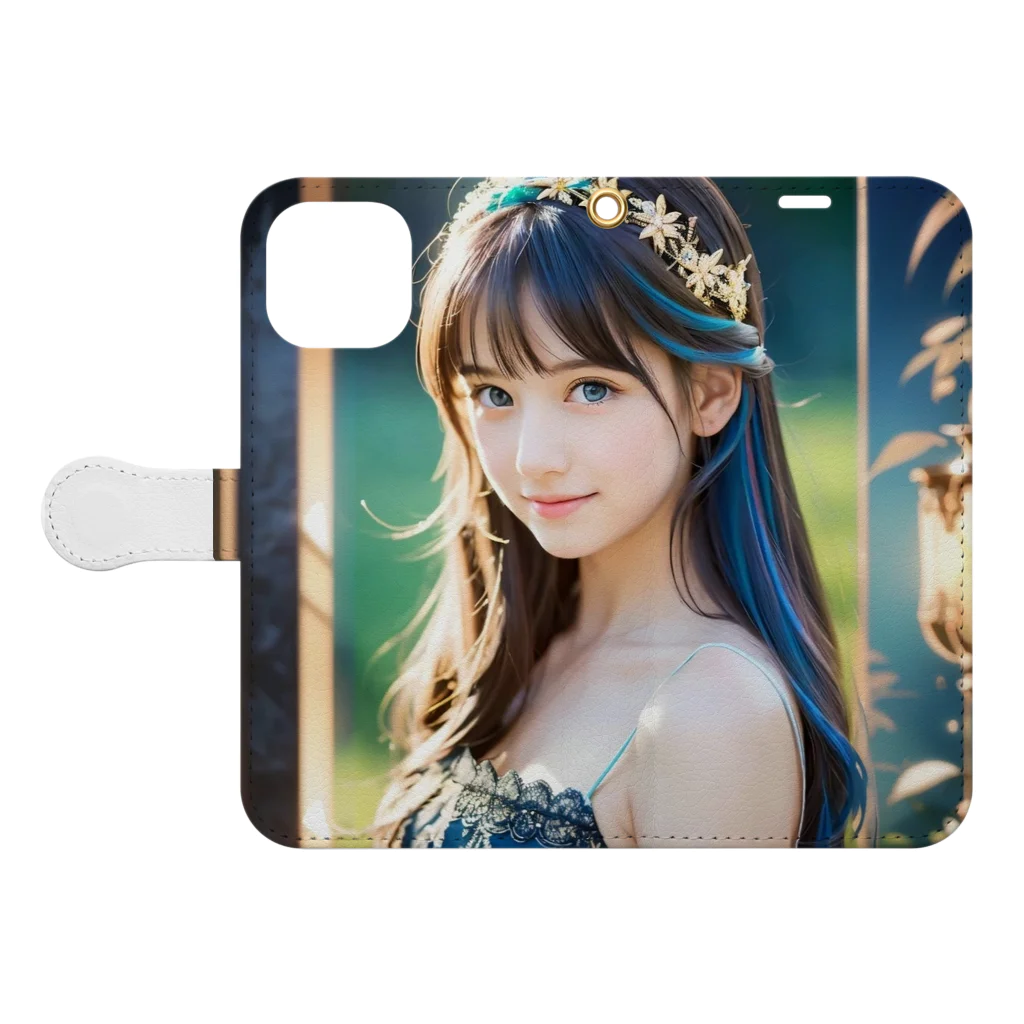 終わらない夢🌈の美しい少女✨ Book-Style Smartphone Case:Opened (outside)