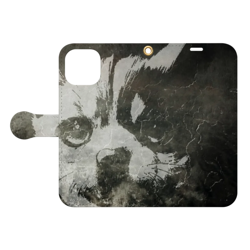 D7C7DC?B1のdog?cat? Book-Style Smartphone Case:Opened (outside)