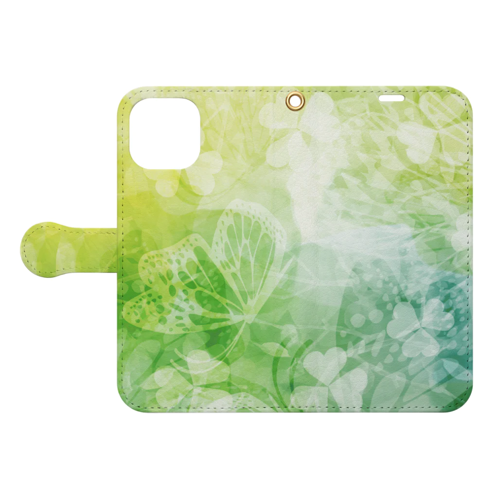 muumoonchildのFLUFFY GREEN Book-Style Smartphone Case:Opened (outside)