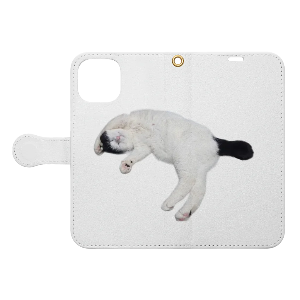 クリスタの尻尾が短い保護猫 たぬちゃん Book-Style Smartphone Case:Opened (outside)