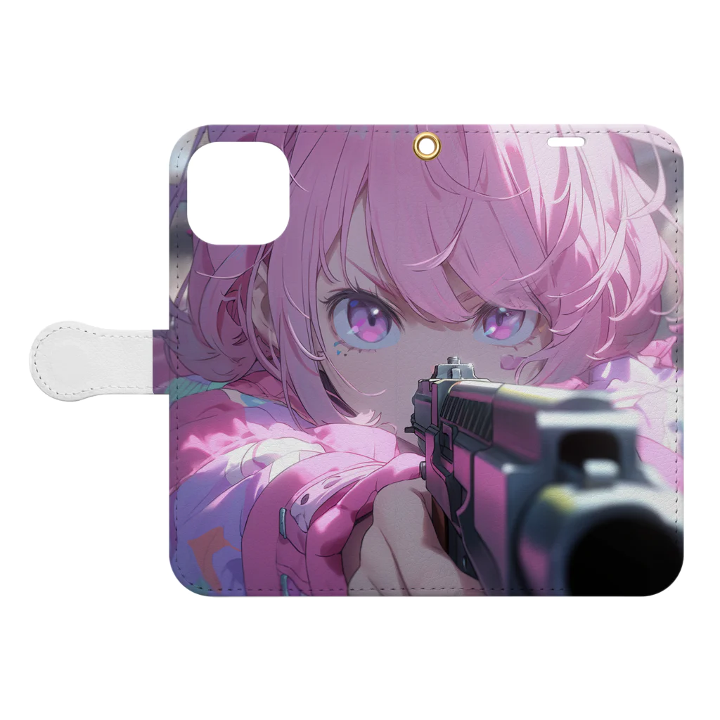 ぶーたんの火花散る戦場 Book-Style Smartphone Case:Opened (outside)