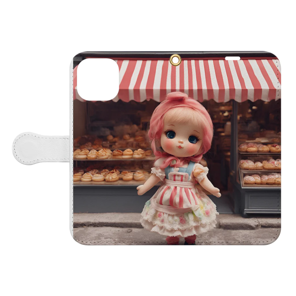 HOSHI-TANEKO🌠の🥐ブーランジェリー🍞女の子🌺 Book-Style Smartphone Case:Opened (outside)