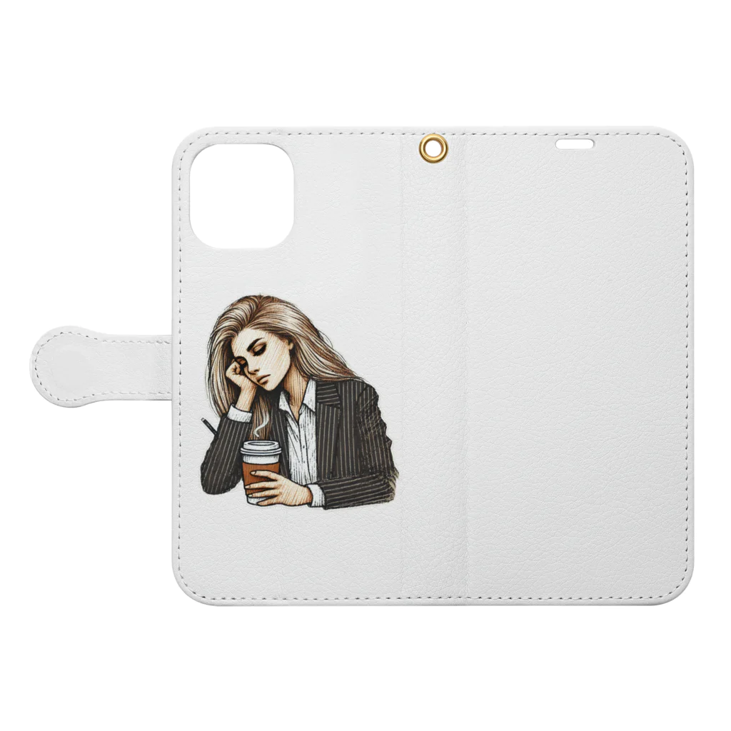 ETOWA_TOWAのDaydreaming Desk Diva Book-Style Smartphone Case:Opened (outside)