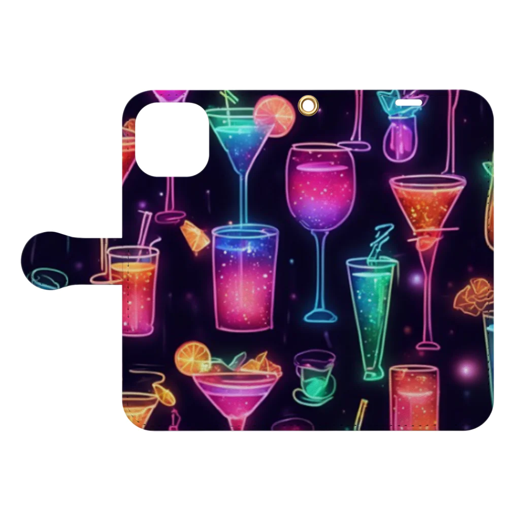 そぼろ堂の※期間限定『🍹ネオンカクテル🍹』 Book-Style Smartphone Case:Opened (outside)